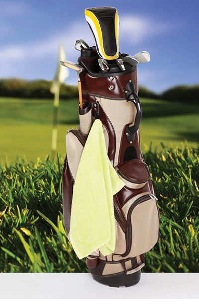 TW001G Bamboo Golf Towel with Plastic Hook