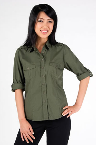S002FL Ladies Military Long Sleeve Shirt