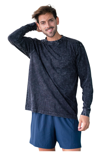 T227LS Mens' Stone Wash Long Sleeve Tee